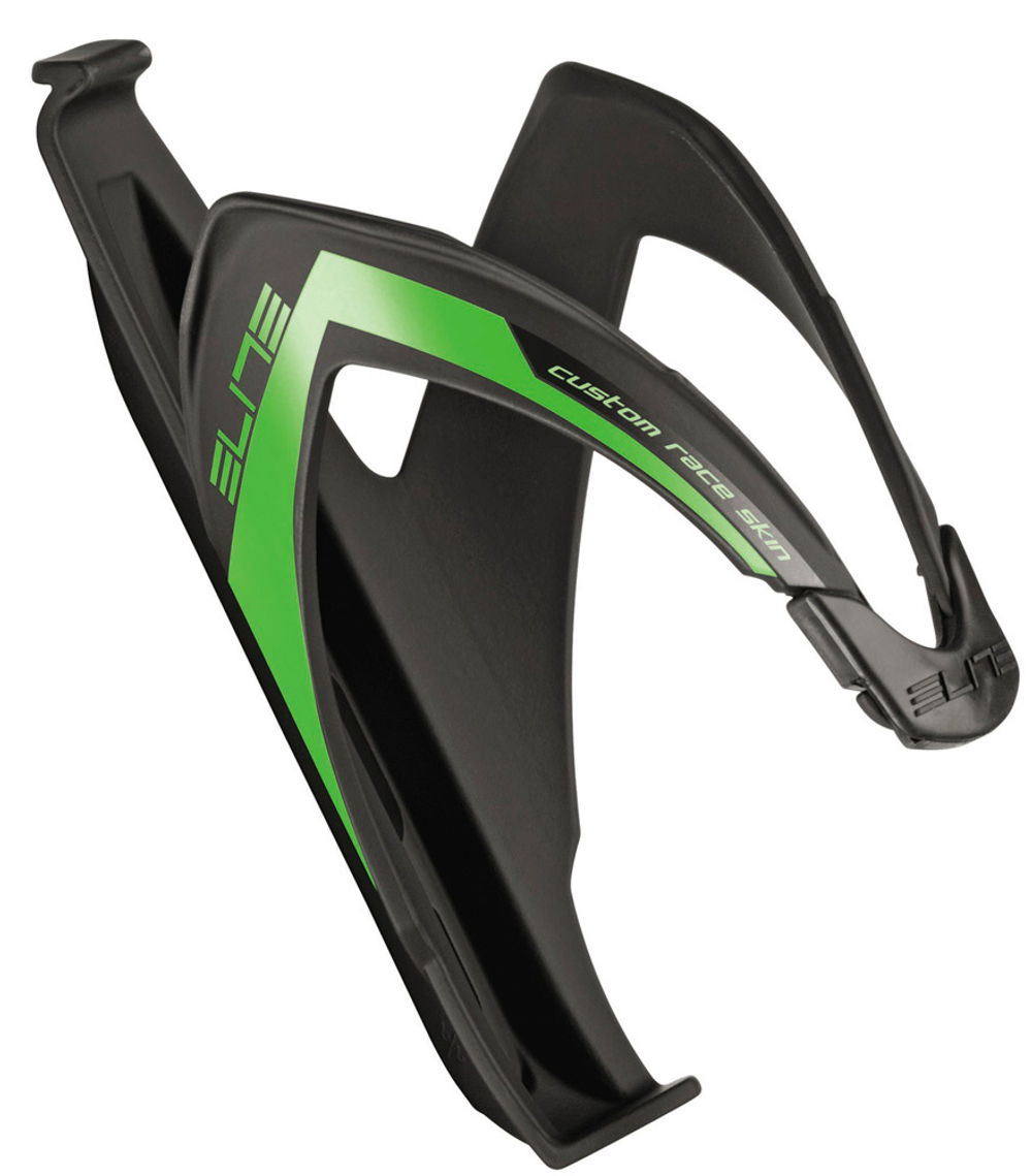 Флягодержатель Elite, Custom Race, fiberglass, черный, логотип флюор. зеленый, soft touch