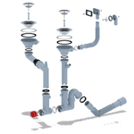 Сифон 3 1/2*40 Ani двойной, смещ,с носиком,гиб.круг.и прям.пер,с гофрой 40*40/50 F7500SA15 АНИ пласт