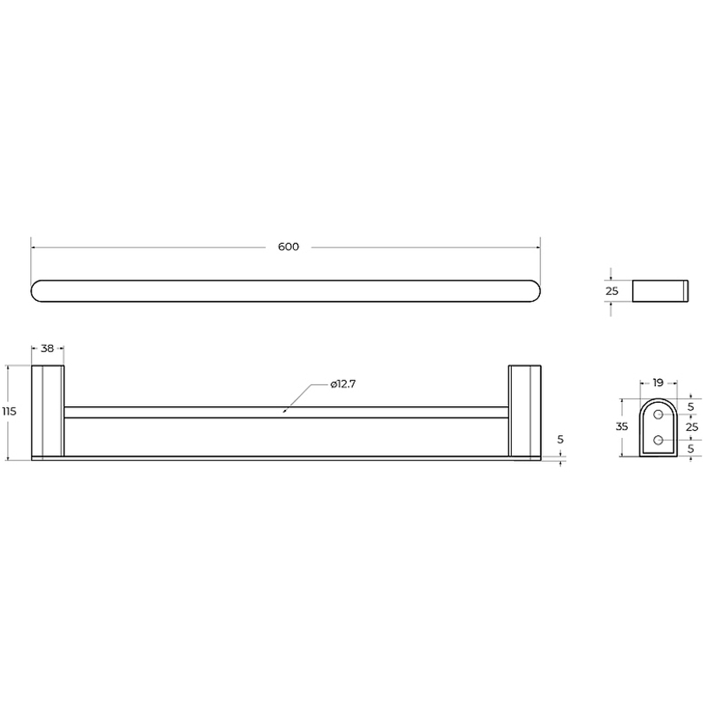 Полотенцедержатель Cezares Stylus STYLUS-THD-60-01 двойной Хром