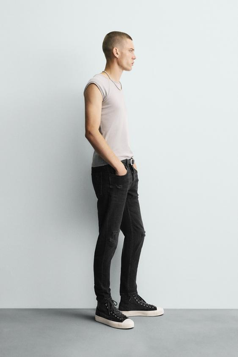 ZARA ДЖИНСЫ SKINNY FIT С РАЗРЕЗАМИ, УГОЛЬНЫЙ