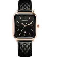 Часы наручные кварцевые DOM на кожаном ремешке, зеленый/черный W10160-01