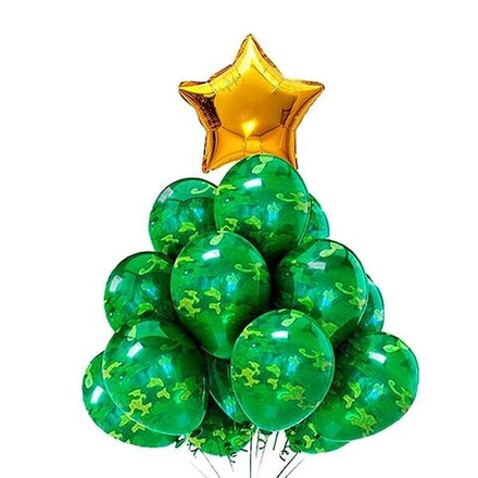 Композиция из воздушных шаров "Камуфляж с золотой звездой"