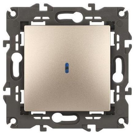 Выключатель 1-кл. СП Elegance 14-1102-04 10А IP20 250В 10AX с подсветкой механизм шампань Эра Б0034218