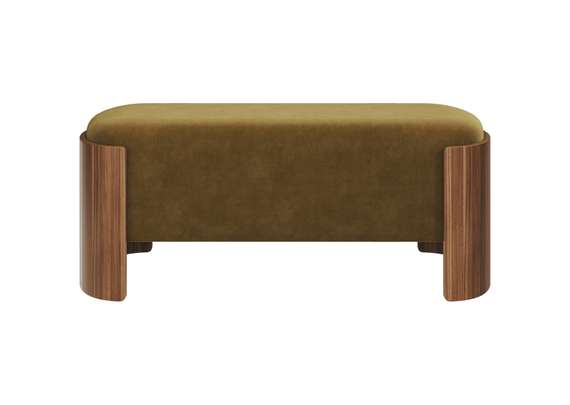 Банкетка Lagom 100 см (янтарный FiberGuard, орех)