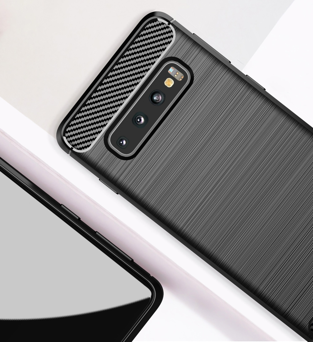 Чехол для Samsung Galaxy S 10 цвет Black (черный), серия Carbon от Caseport