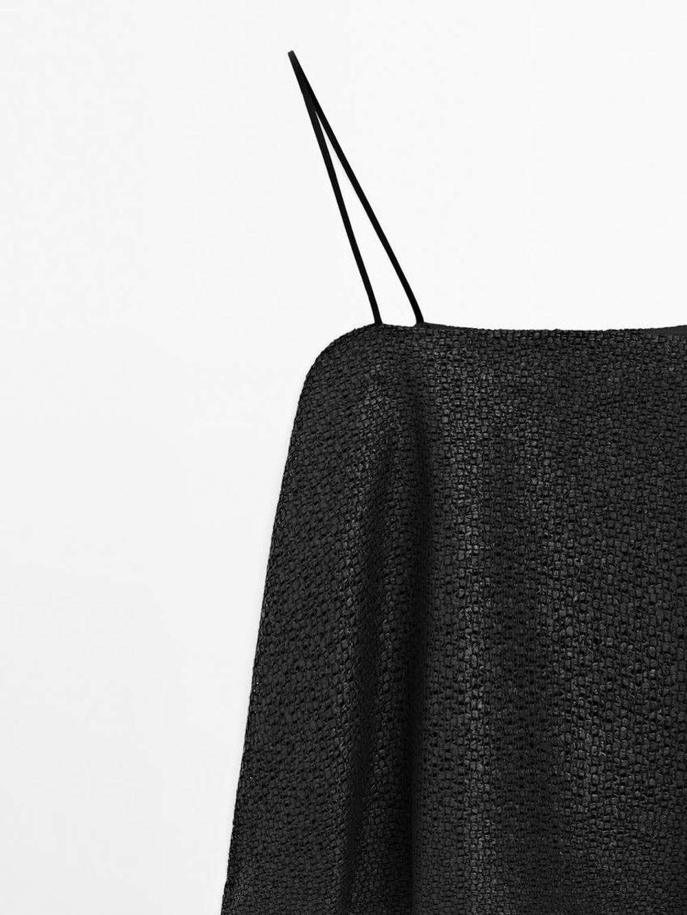 Massimo Dutti Топ свободного кроя с прямым вырезом - Studio, черный