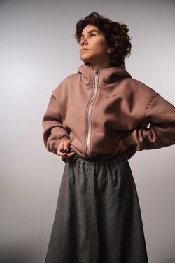 Юбка-трапеция из смесовой ткани в елочку