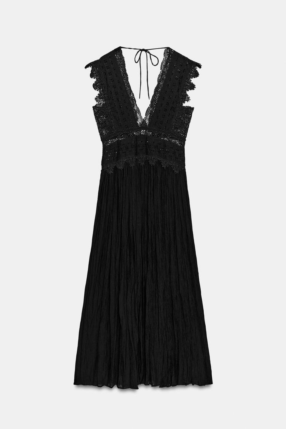 ZARA КРУЖЕВНОЕ ПЛАТЬЕ — ZW COLLECTION, ЧЕРНЫЙ