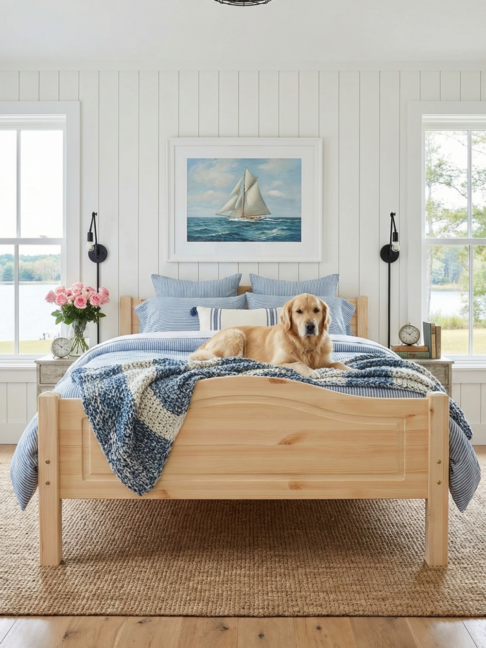 Кровать 90х200 Рита из массива сосны, с основанием кровати, прозрачный лак