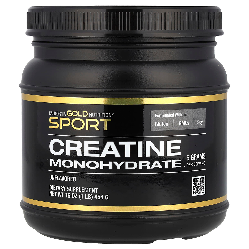 California Gold Nutrition, Sport, моногидрат креатина, без добавок, 454 г (1 фунт)