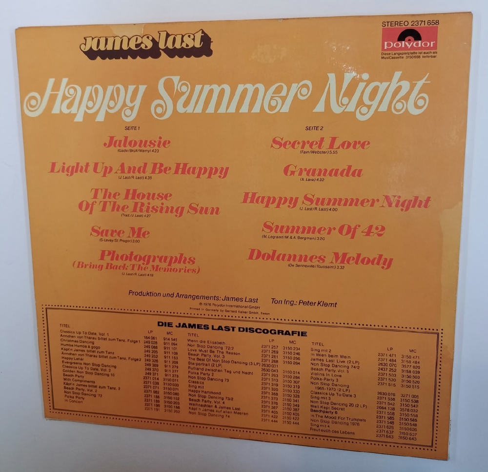 James Last Happy Summer Night (Germany 1976)