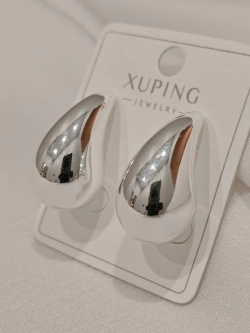 Серьги Xuping «Зеркальная капля» Silver