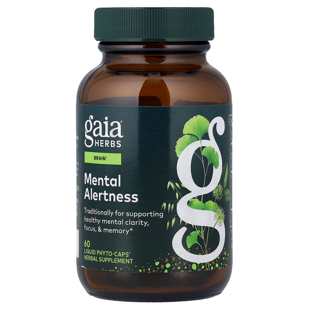 Gaia Herbs, Mental Alertness, 60 жидк. капсул Phyto-Caps® (418 мг в 1 капсуле)