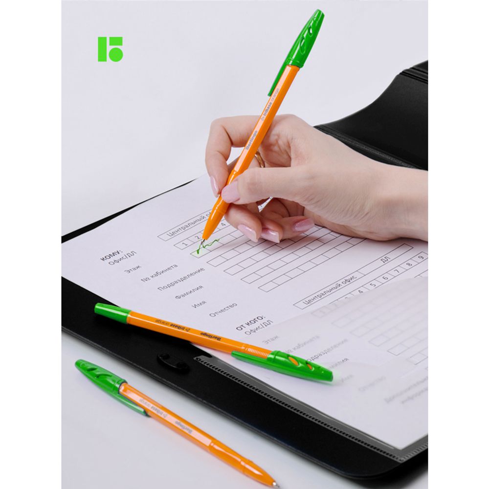 Ручка шариковая Berlingo "Tribase Orange" зеленая, 0,7мм