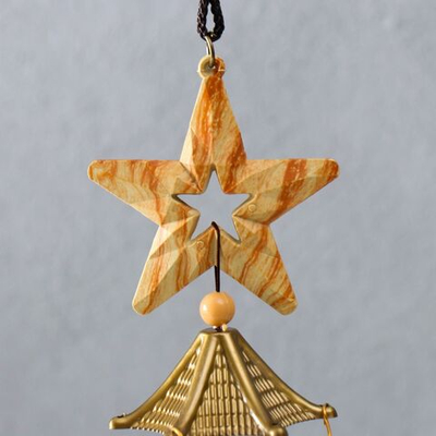 Музыка ветра металл Звезда песочная 4 колокольчика 43х6 см