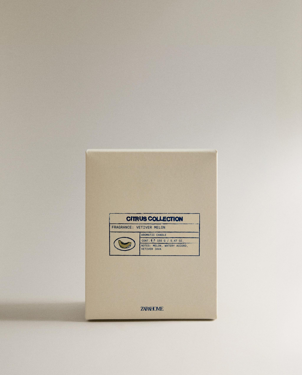 Zara Home Свеча ароматическая Vetiver Melon 155 г, растительный воск, аромат древесный, Коричневый