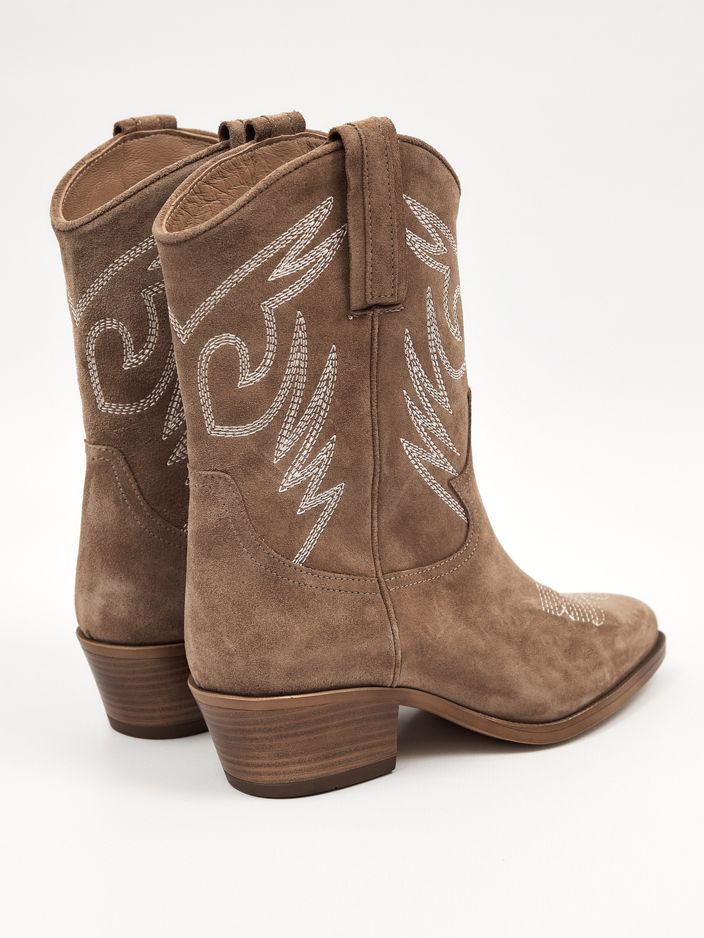 Казаки миди из натуральной замши BELLE / серо-бежевый