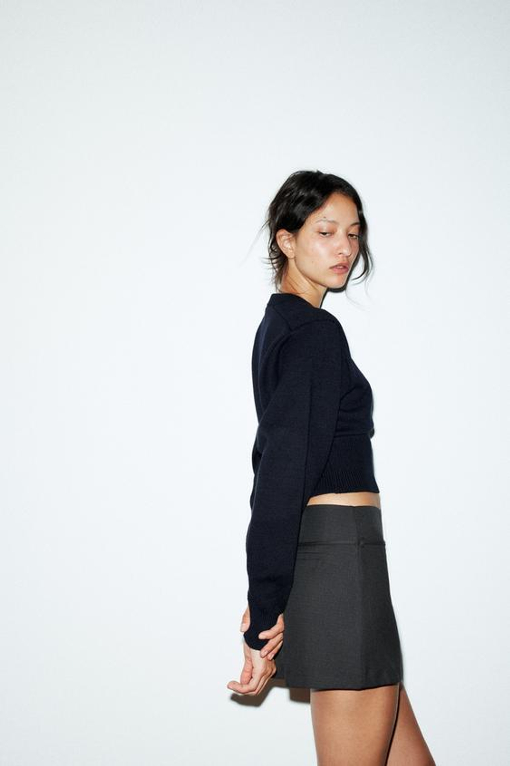 ZARA ЮБКА-ШОРТЫ С РЕМНЕМ, КОРИЧНЕВЫЙ/СИНИЙ