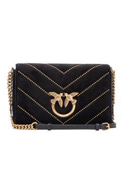 CLASSIC LOVE BAG CLICK IN VELVET WITH STUDS - black