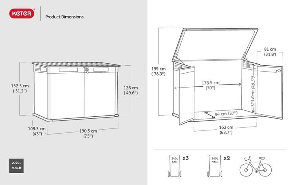 Уличный ящик пластиковый Keter Premier Jumbo 2020 л