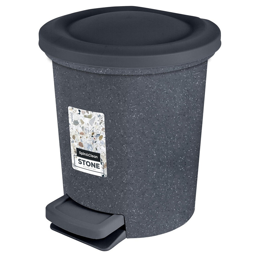 Ведро для мусора с педалью "Stone", темный камень