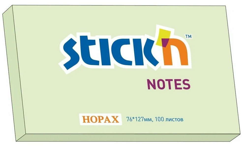 Блок самоклеящийся Stick`n 127х76 мм, пастельно-зеленый, 100 листов