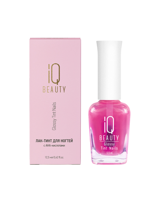 IQ Beauty Лак-Тинт для ногтей с АНА-кислотами(Pink Glass), 12,5 мл