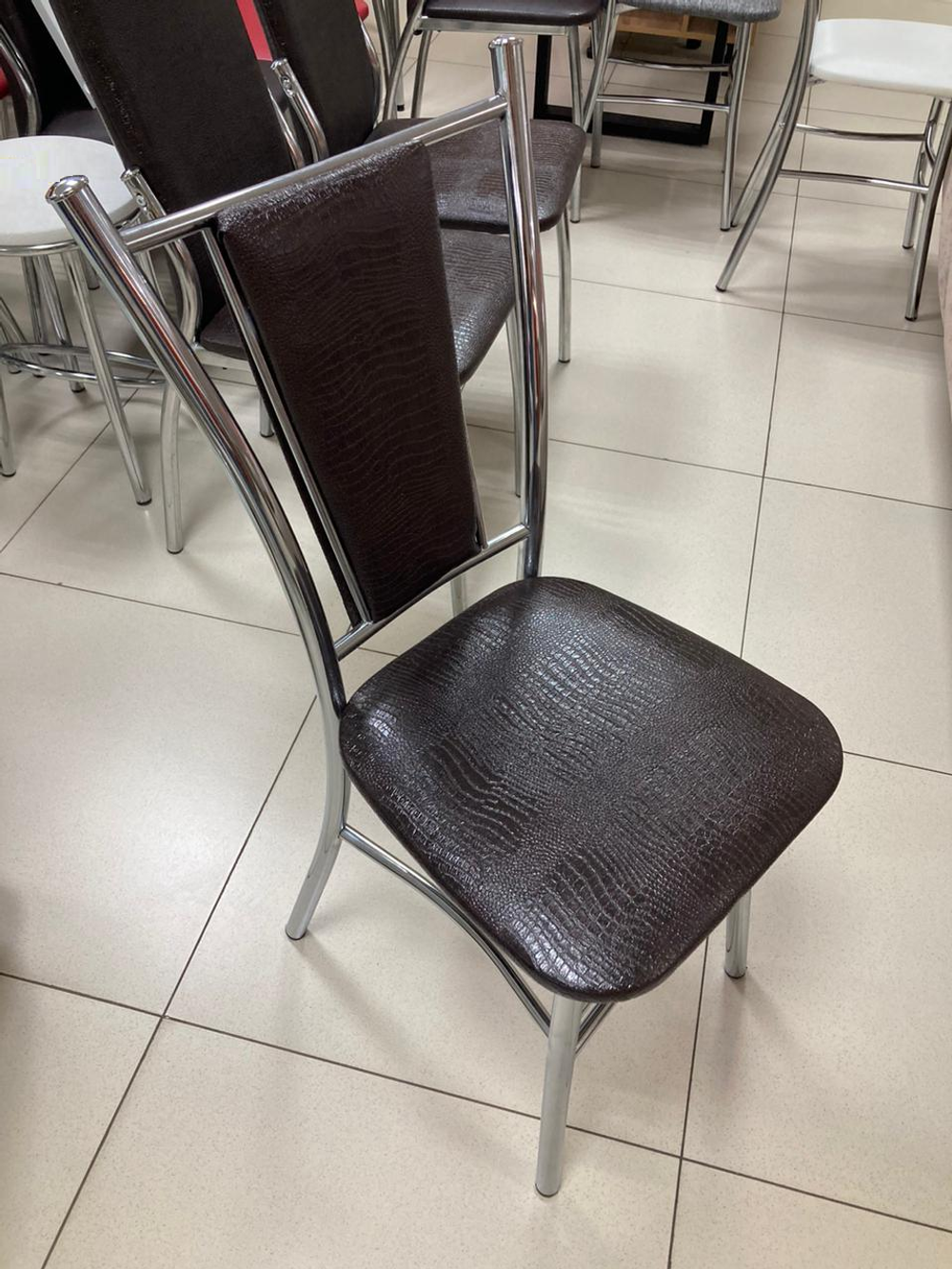 Стул Марсель каркас хром основание экокожа шоколад крокодил