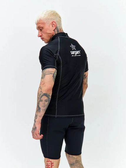 Футболка рашгард лонгслив Sargan Агидель UPF 50+ мужская черно-серая