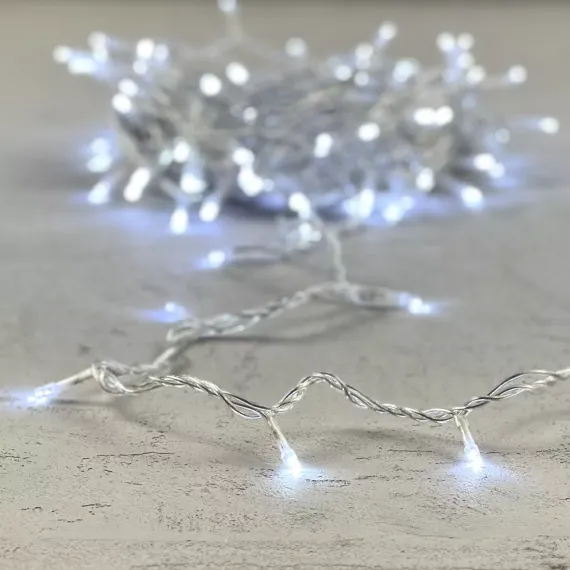 Светодиодная нить 100 холодных белых LED ламп, 10 м., 24В., прозрачный провод ПВХ, LTC (PST100-10-1W)