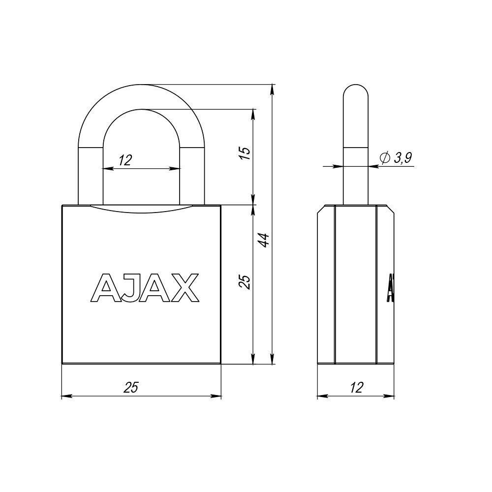 Замок навесной PD-0125 (PD-01-25) 2 key англ.