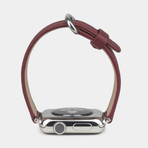 Ремешок для Apple Watch  44/45/46 mm из кожи теленка, бордового цвета