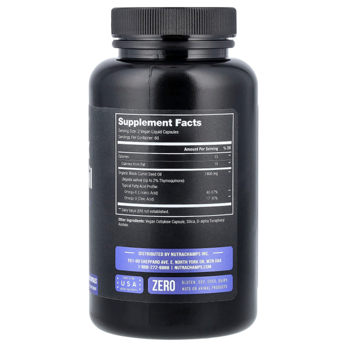 NutraChamps, масло черного тмина, 120 веганских капсул