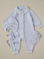 Комбинезон с воротником, носочки и чепчик, Голубой