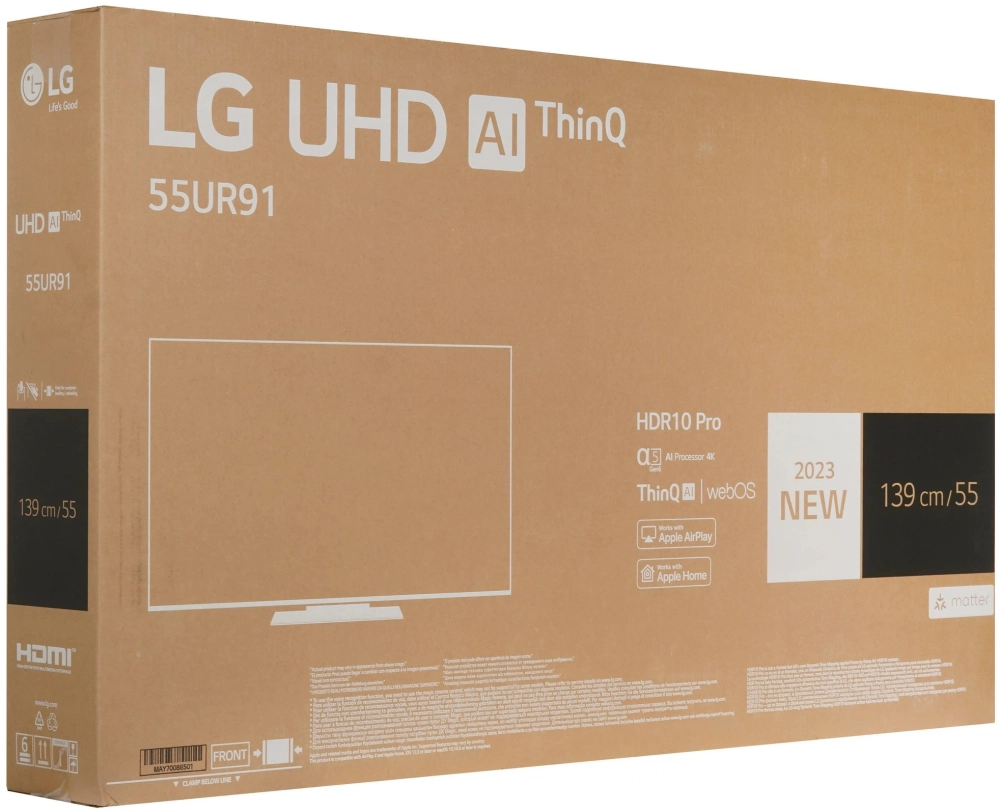 Телевизор LED LG 55" 55UR91006LA.ARUB черный 4K Ultra HD 50Hz DVB-T DVB-T2 DVB-C DVB-S DVB-S2 USB WiFi Smart TV