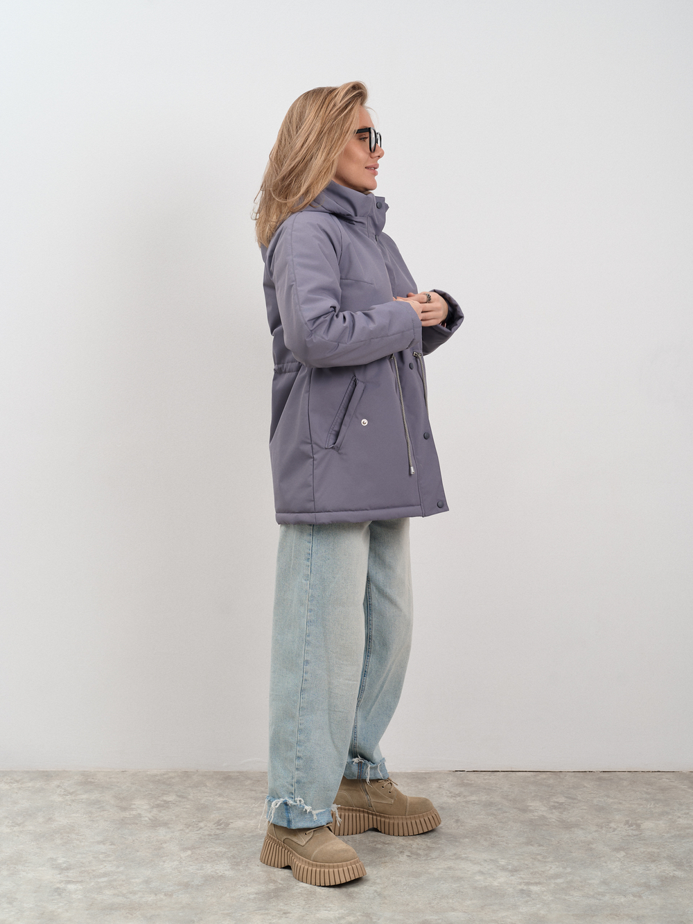 Парка  женская демисезонная "Апрель" серый