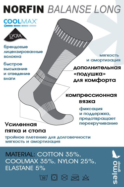 Носки Norfin T2A BALANCE LONG р. (39-41) M