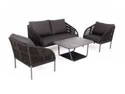 "Канны" лаунж-зона 4-местная плетеная из роупа (веревки), цвет темно-серый