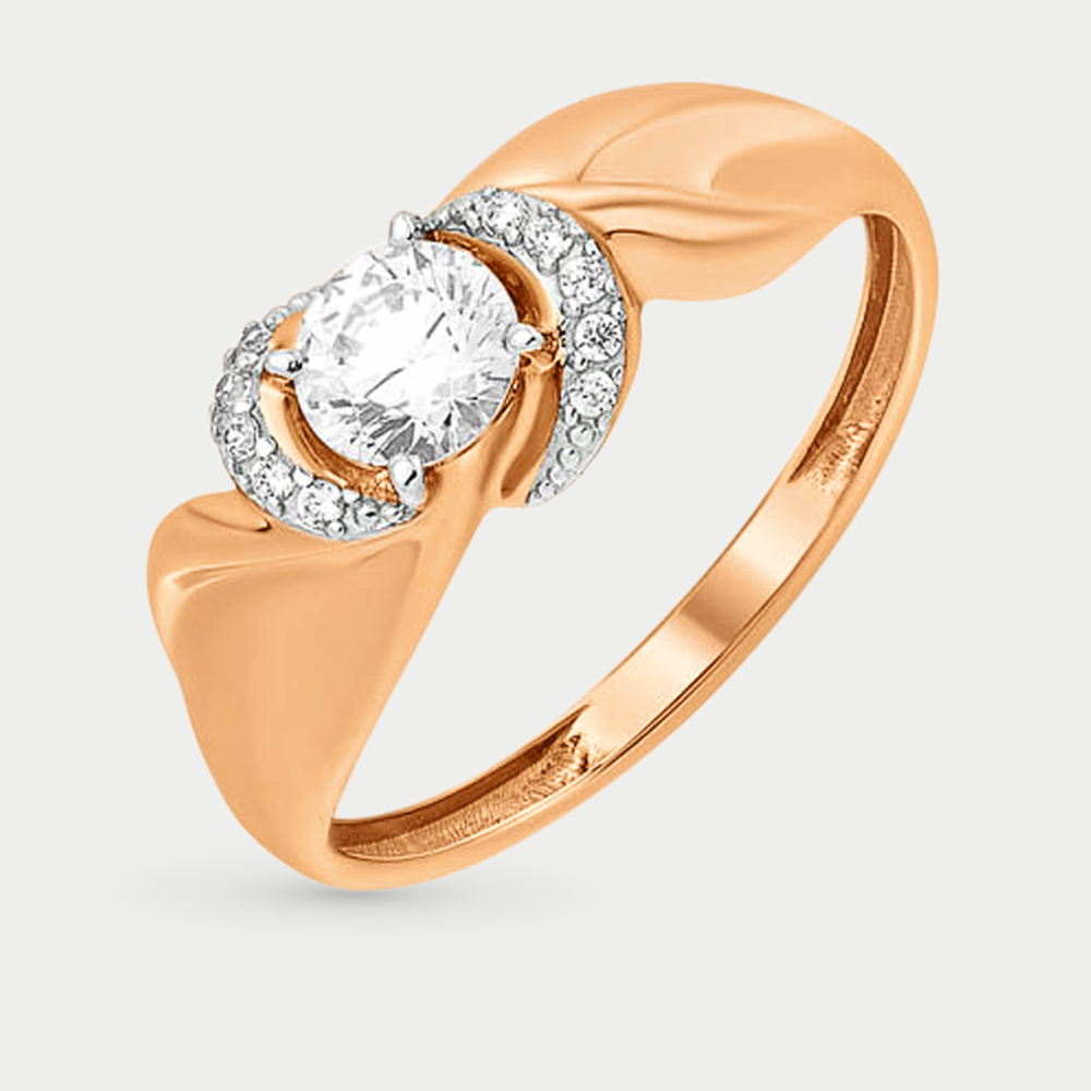 Кольцо женское из красного золота 585 пробы с фианитами (арт. К1329665)