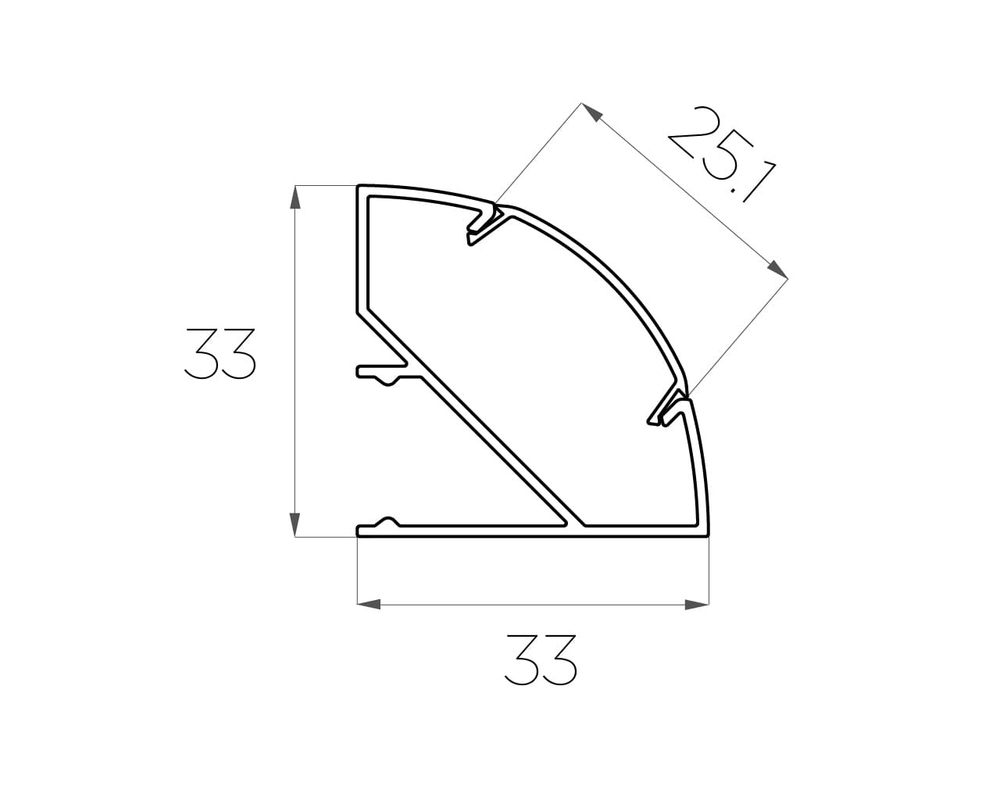 Профиль угловой алюминиевый LC-LPU-3333-2 Anod
