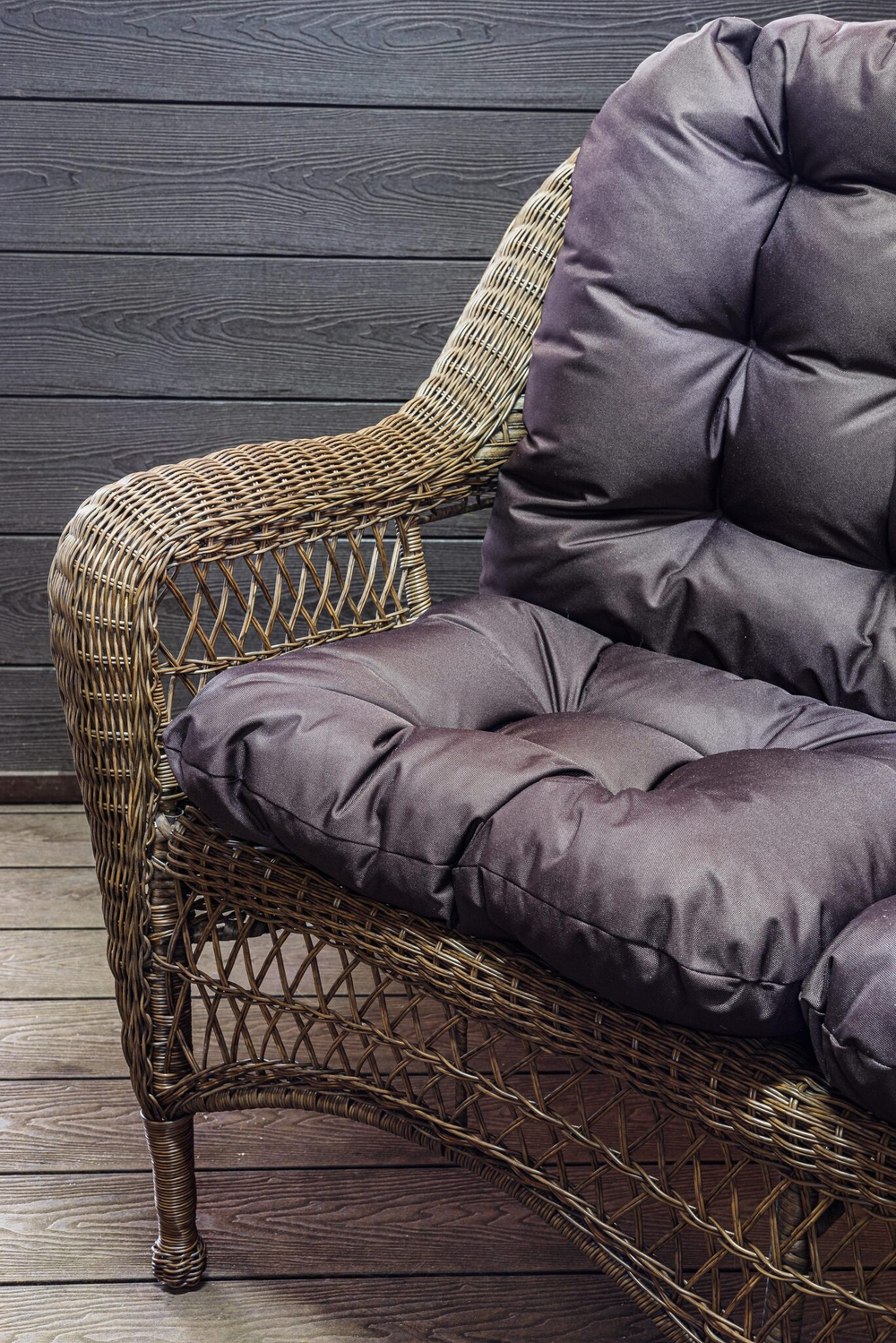 Двухместный диван из ротанга МЭДИСОН «MADISON» арт.М03195 brown с подушками на сидение и спинку