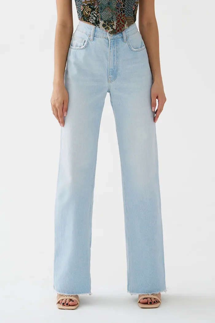Джинсы Wide Leg голубого цвета