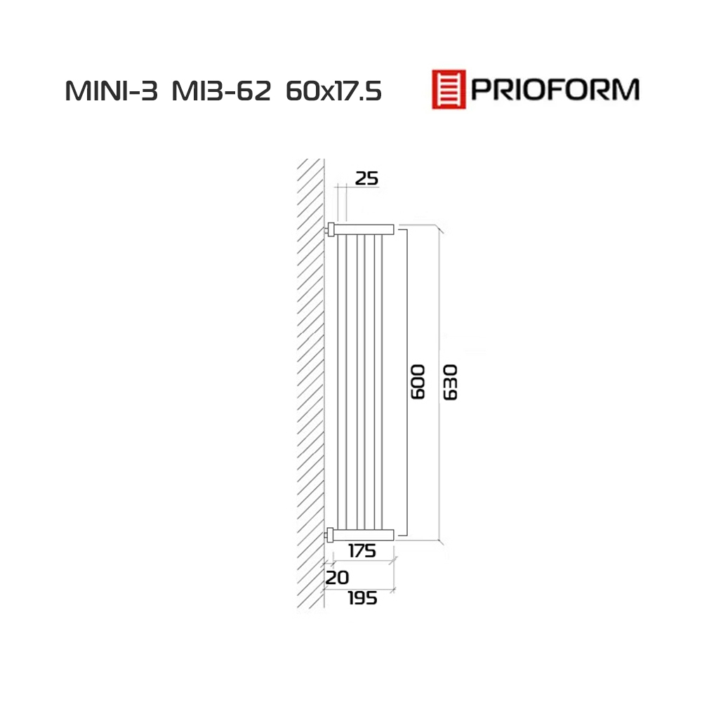 Полотенцесушитель водяной MINI-3-62 длина 60 см