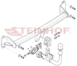 Фаркоп Steinhof M-285 для Mini Cooper Countryman 2WD F60 2017-, Cooper Clubman 2WD F54 2015-(паспорт и сертификат в комплекте)(без электрики)