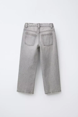 ZARA ДЖИНСЫ WIDE LEG С ЭФФЕКТОМ ПОТЕРТОСТИ, СВЕТЛО-СЕРЫЙ