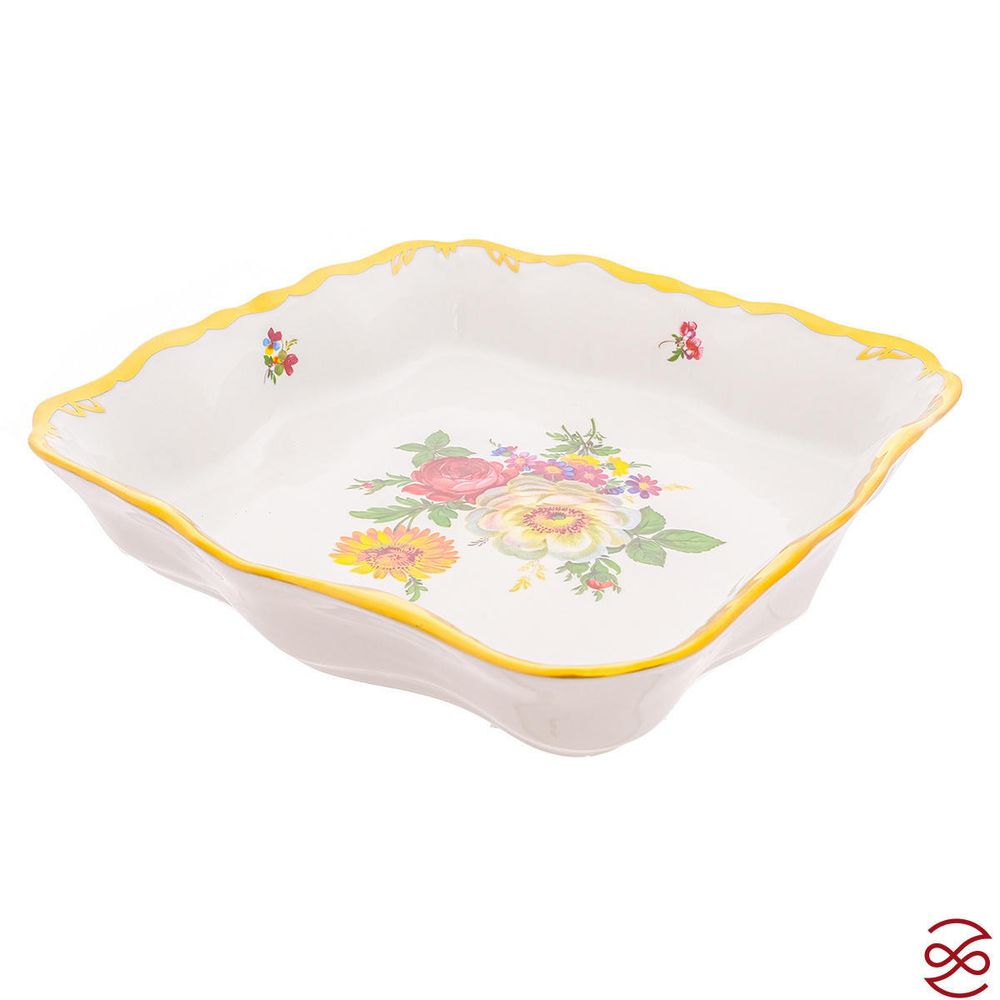 Салатник квадратный Queen's Crown Мейсенский букет 23см