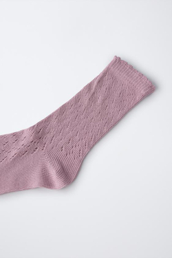 ZARA НОСКИ С АЖУРНЫМИ ДЕТАЛЯМИ, ЦВЕТ РОЗОВОГО ДЕРЕВА