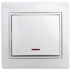 Выключатель Intro Plano 1-102-01 одноклавишный с подсветкой, 10А-250В, IP20, СУ, белый | Intro Plano Белый