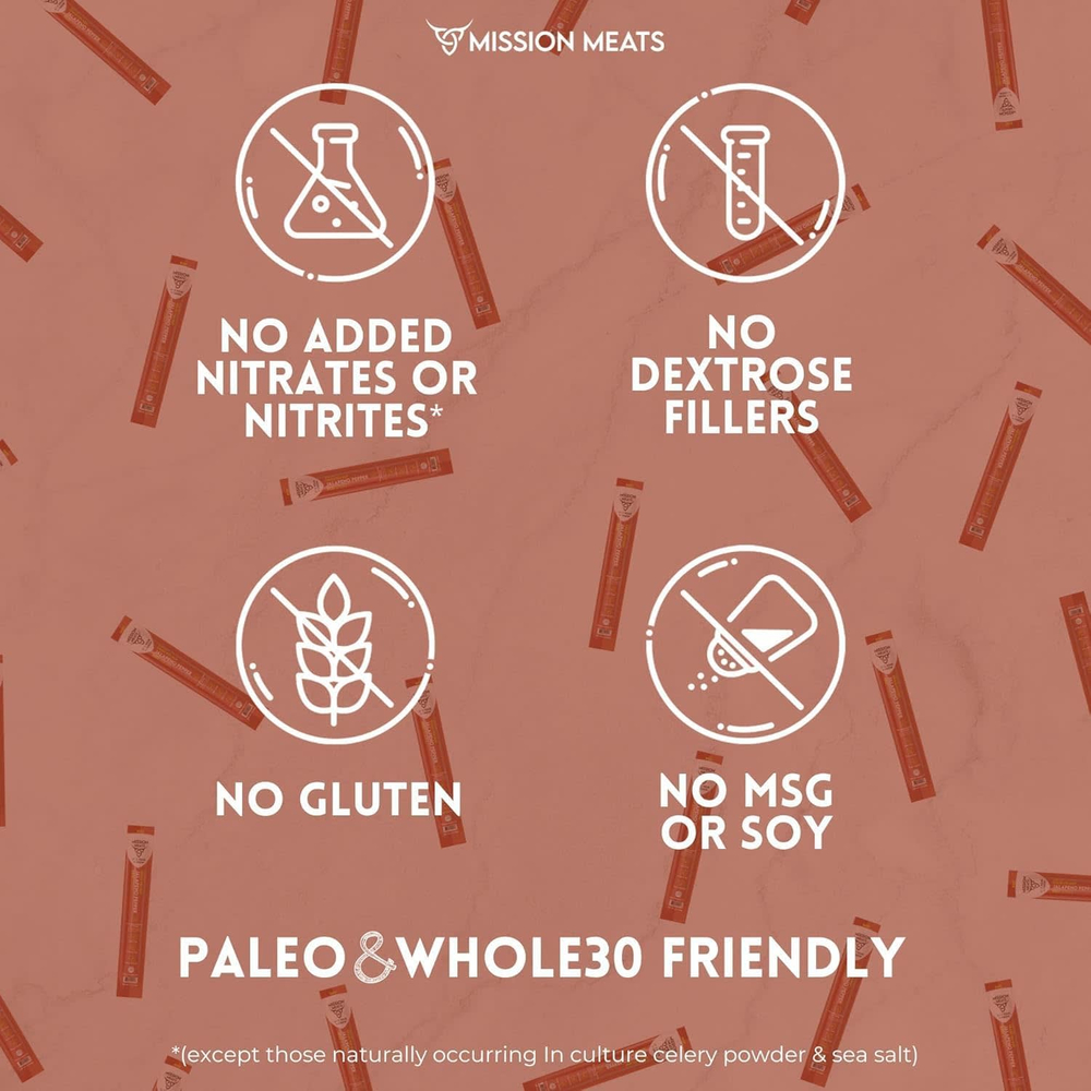 Mission Meats, Beef Sticks, Jalapeno Pepper, 1 oz (28 g)