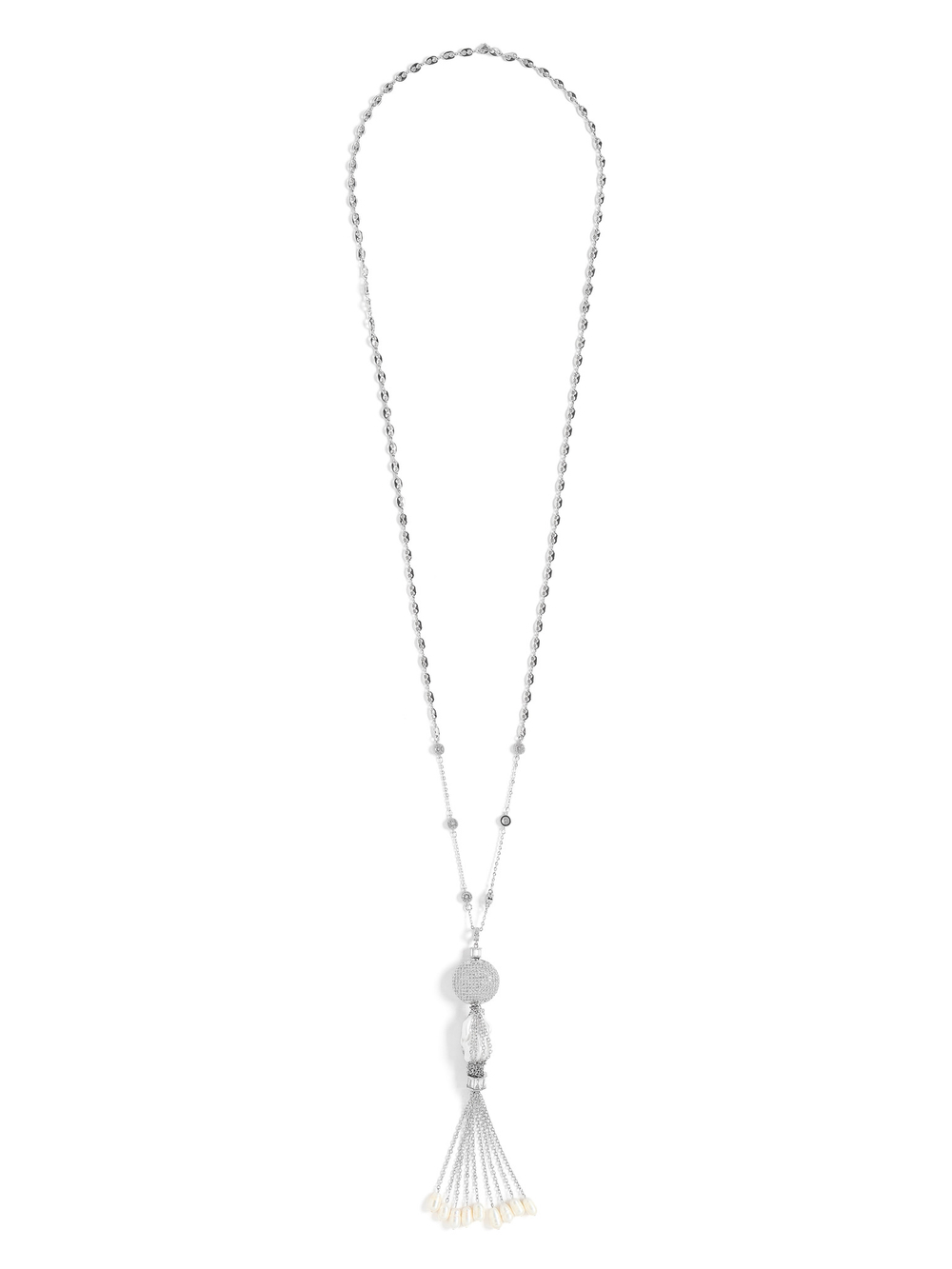 Колье "Round Shine Brush Pearl" Silver